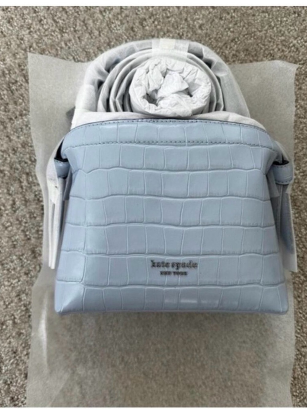 kate spade Powder Blue Croc-Embossed Crossbody Bag